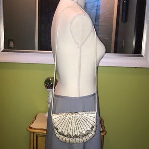 Magid Vintage White Beaded Purse Some stains inside small crossbody bag